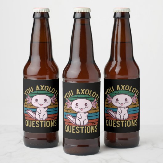 U Axolotl Vragen Retro 90s Funny Axolotl Bier Etiket (Flessen)