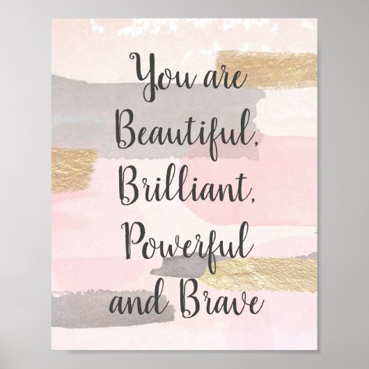 U BEELDT EEN BEAUTIEF - Roze Gold Quote Poster (Voorkant)