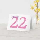 U bent 22, grote paarse & roze tekst op wit kaart (Gele Bloem)