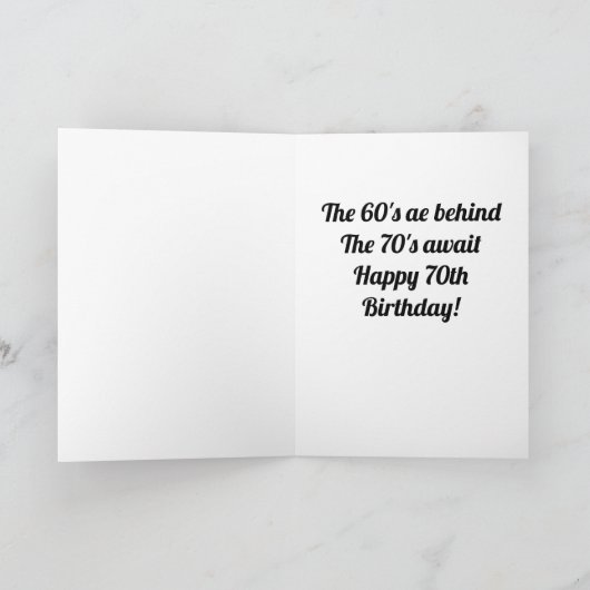 U BENT **70th** GEWELDIG VOOR U! KAART (Binnen)