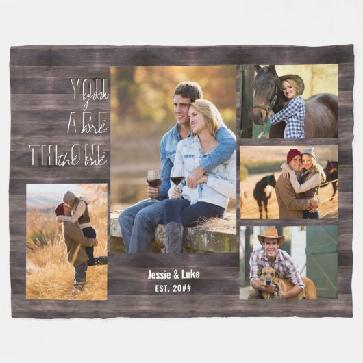 U bent de One 5 Photo Collage Rustic Wood Fleece Deken (Voorkant (Horizontaal))