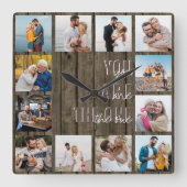 U bent de One Quote 12 Photo Brown Wood Vierkante Klok (Voorkant)