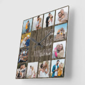 U bent de One Quote 12 Photo Brown Wood Vierkante Klok (Hoek)