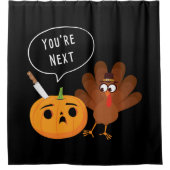 U bent de volgende Funny Pumpkin Thanksgiving Turk Douchegordijn (Voorkant)