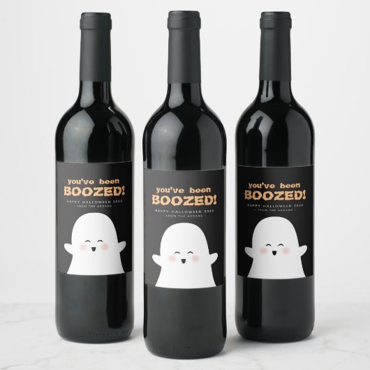 U bent een geBoosd Halloween Cute Ghost Wine Label Wijn Etiket (Flessen)