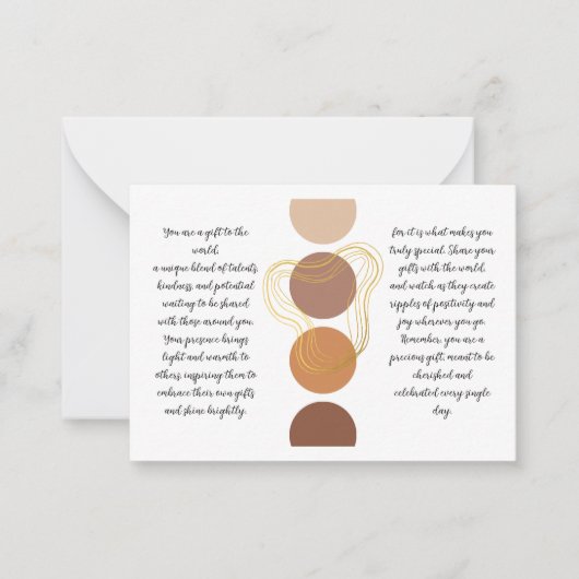 "U bent een geschenk" Inspirerend Note Kaart Notitiekaartje (Voorkant)