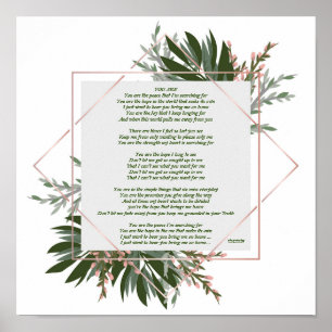 U BENT EEN Groen poster 12 x 12 poëzie Wall Art
