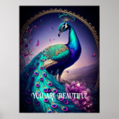 U bent een mooi Inspirerend citaat van Peacock Poster (Voorkant)
