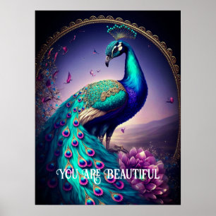 U bent een mooi Inspirerend citaat van Peacock Poster