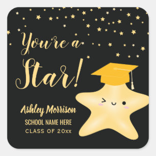 U bent een Star-klasse van 2020 Black Gold Afstude Vierkante Sticker