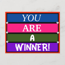 U BENT EEN WINNER Colorful Quote Inspirerend Briefkaart