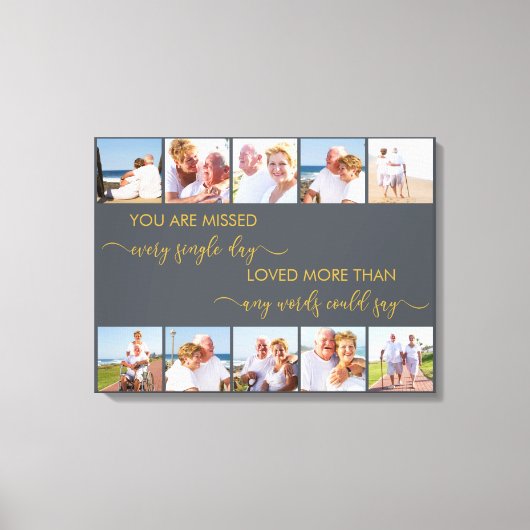 U bent gemist 10 Foto Collage Gray Herdenking Canvas Afdruk (Voorkant)