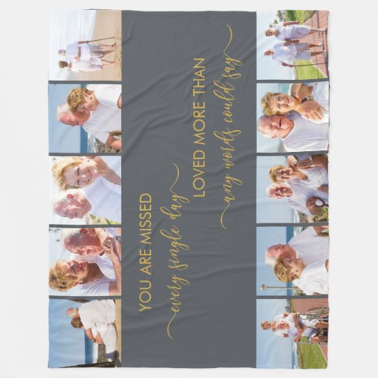 U bent gemist 10 Foto Collage Gray Herdenking Fleece Deken (Voorkant)