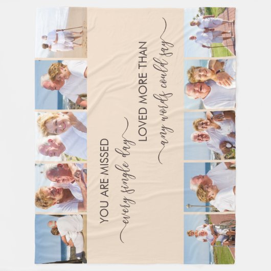 U bent gemist 10 Photo Collage Almond Herdenking Fleece Deken (Voorkant)