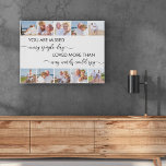 U bent gemiste White 10 Photo Collage Remembrance Imitatie Canvas Print<br><div class="desc">Het canvas van de herdenkingsfoto van de douane, dat u met 10 van uw eigen foto's kunt personaliseren. Het gedenkteken luidt: "Je wordt elke dag gemist; je hield meer van je dan je woorden konden zeggen". Het wordt geletterd in moderne typografie en elegant handschrift, met een kleurenpalet zwart-wit. Het fotomalplaatje...</div>