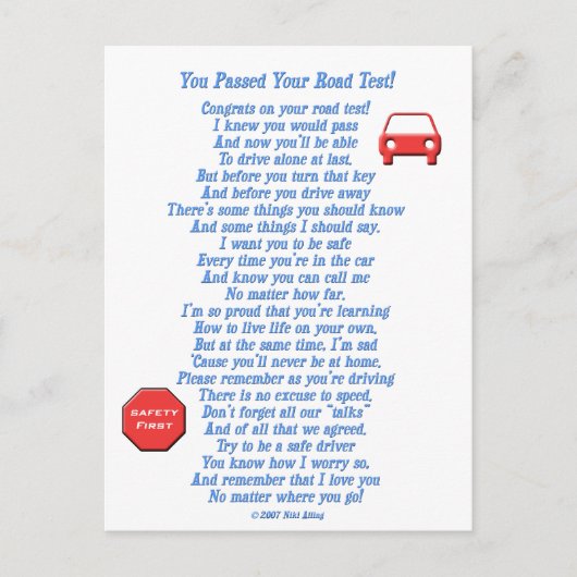 U bent geslaagd voor de Road Test - Nieuwe driver Briefkaart (Voorkant)