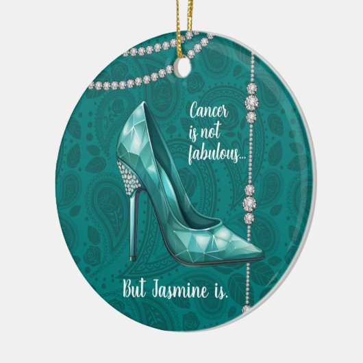 U bent geweldig Blauwgroen eierstokkanker Keramisch Ornament (Links)