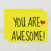 U BENT GEWELDIGE Fun Quote Print Yellow Briefkaart (Voorkant / Achterkant)