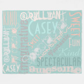 U bent Geweldige Persoonlijke naamwoorden Aqua Pea Fleece Deken (Voorkant (Horizontaal))