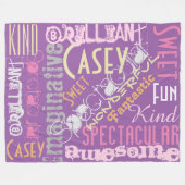 U bent Geweldige Persoonlijke Names Word Paars Fleece Deken (Voorkant (Horizontaal))