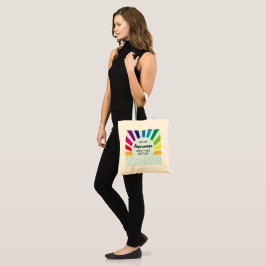U bent Geweldige regenboog Motivatie Canvas tas (Voorkant (model))