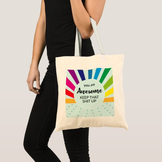 U bent Geweldige regenboog Motivatie Canvas tas (Voorkant (product))