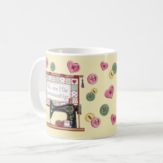 U bent Gods vakmanschap naaimachine Mok (Voorkant links)