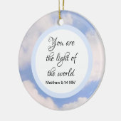 U bent het Licht van de Wereld Bijbel Blauw Keramisch Ornament (Links)