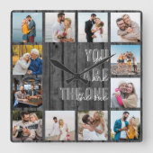 U bent het One Quote 12 Foto Gray Wood Vierkante Klok (Voorkant)