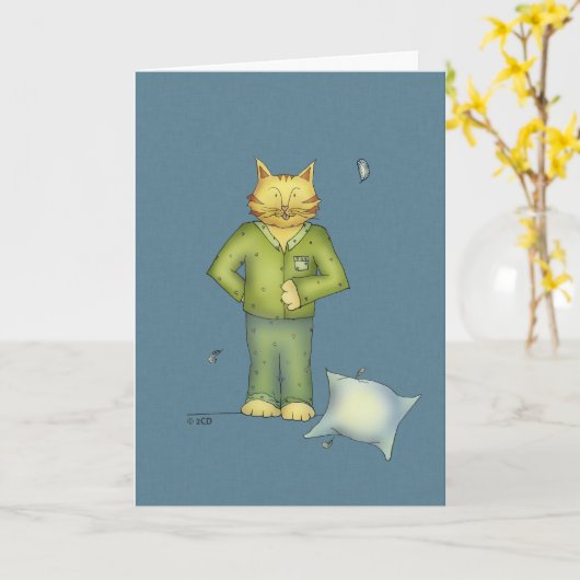 U bent het Wenskaart van de Pyjama's van de Kat Kaart (Gele Bloem)
