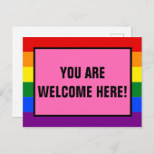U bent hier welkom in LGBTQ Customer Rainbow Pride Briefkaart (Voorkant / Achterkant)