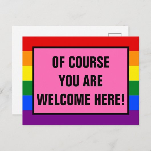 U bent hier welkom in LGBTQ Customer Rainbow Pride Briefkaart (Voorkant / Achterkant)