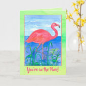 U bent in de Roze Waterverf van de Vogel van de Kaart (Gele Bloem)