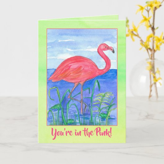 U bent in de Roze Waterverf van de Vogel van de Kaart (Gele Bloem)