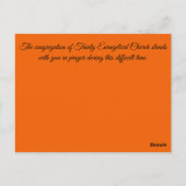 U bent in onze gebeden gemeente briefkaart (Achterkant)