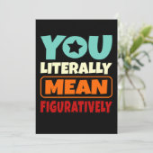 U bent letterlijk leraar Engels Bedankkaart (Staand voorkant)