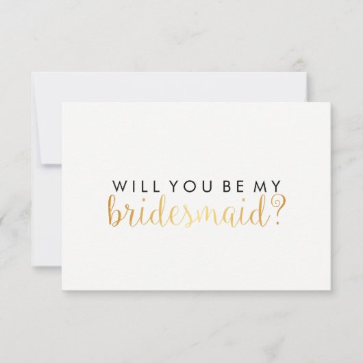 U bent mijn Bridesmaid - Gold Script Fab Kaart (Voorkant)