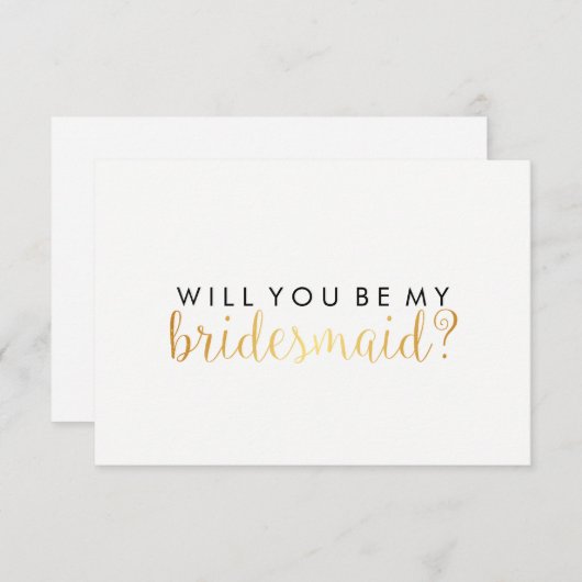 U bent mijn Bridesmaid - Gold Script Fab Kaart (Voorkant / Achterkant)