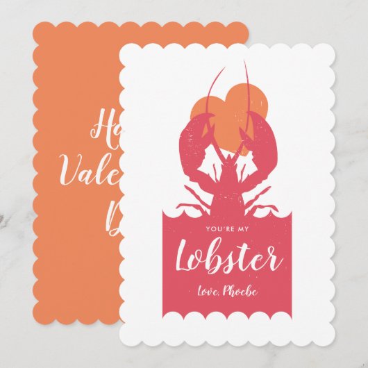 U bent Mijn Lobster Valentijn sinaasappel Kaart (Voorkant / Achterkant)