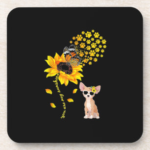 U bent mijn Sunshine Sunflower Chihuahua Mannen Vr Bier Onderzetter