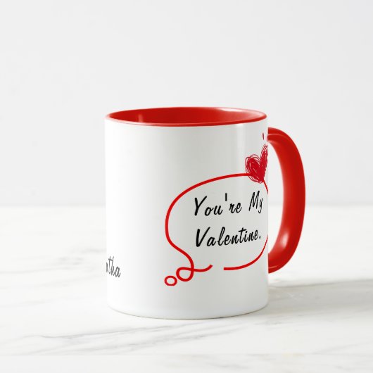U bent Mijn Valentijn Custom Name Mok voor haar (Voorkant rechts)