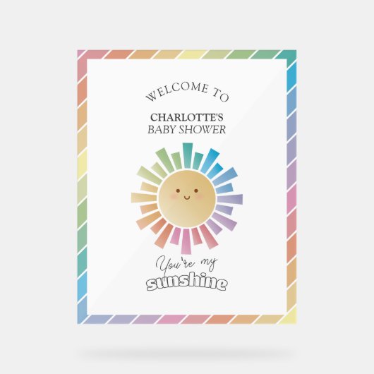 U bent mijn zonneschijn Baby shower welkom Acryl Bord (Voorkant)