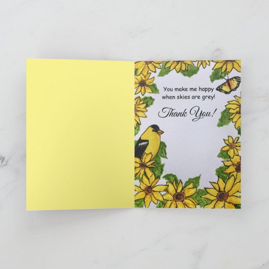 U bent mijn zonneschijn Dank u vrolijke Kaart (Binnen)