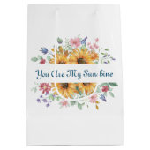 U bent mijn zonneschijn en zonnebloem citaat medium cadeauzakje (Achterkant)