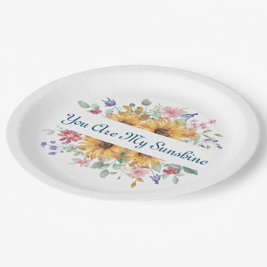 U bent mijn zonneschijn en zonnebloem citaat papieren bordje (Gekanteld)