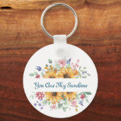 U bent mijn zonneschijn en zonnebloem citaat sleutelhanger (Voorkant)