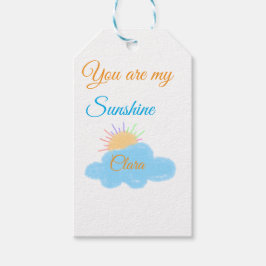 U bent mijn zonneschijn geel oranje zonnestralen b cadeaulabel