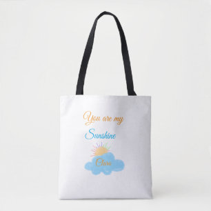 U bent mijn zonneschijn geel oranje zonnestralen b tote bag