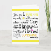 U bent mijn Zonneschijn Kaart (Voorkant)