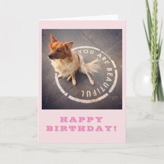 U BENT MOOI • GELUKKIGE VERJAARDAG! (roze) Kaart (Voorkant)